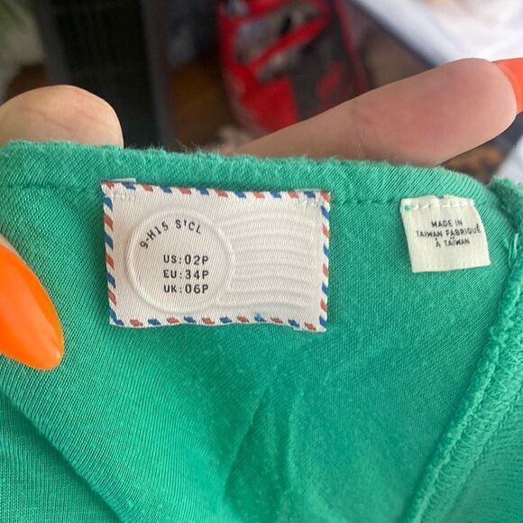 Anthropologie Green Short Mini Green Dress Size 02P - Picture 2 of 8